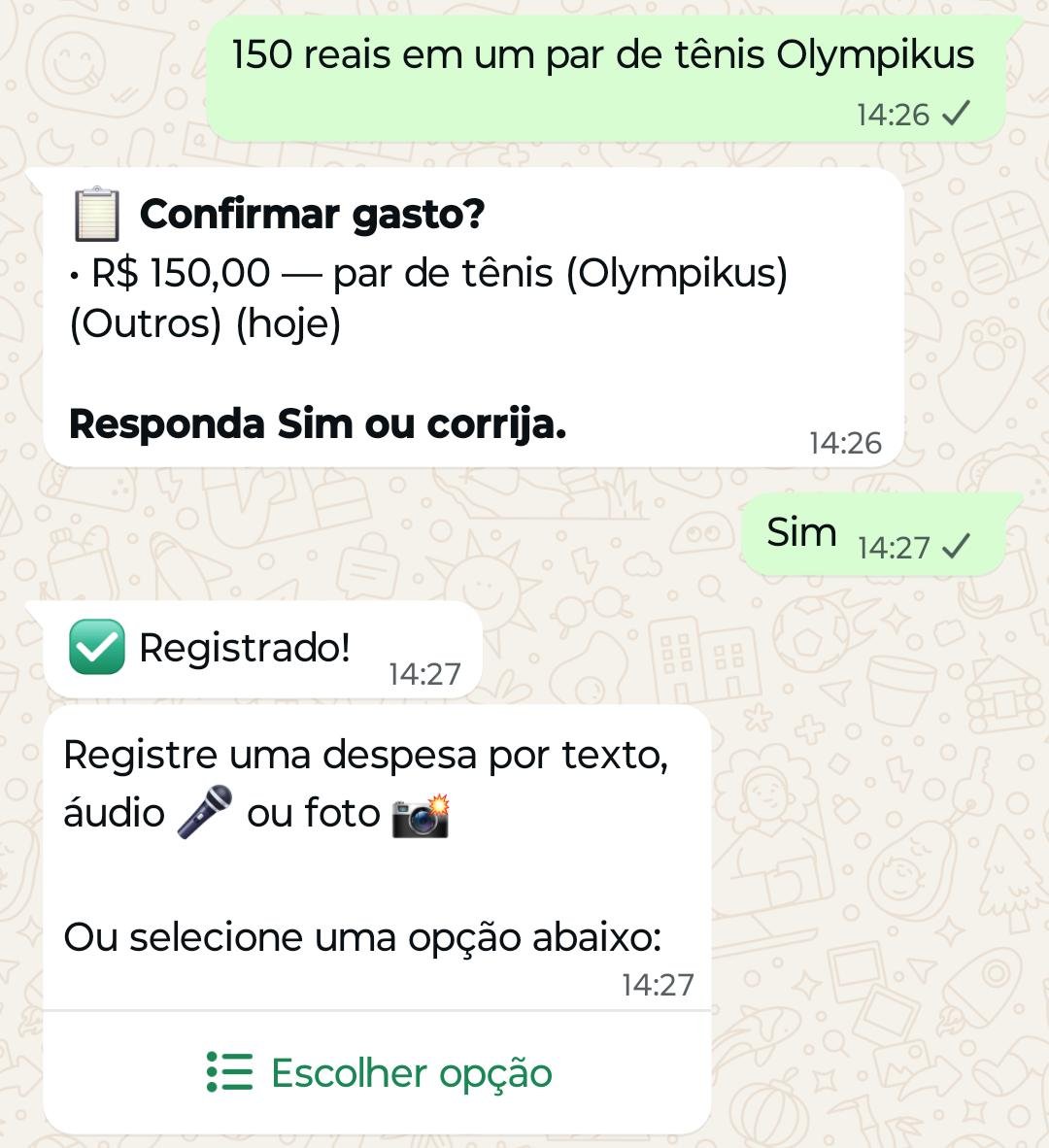 Registro por mensagem simples